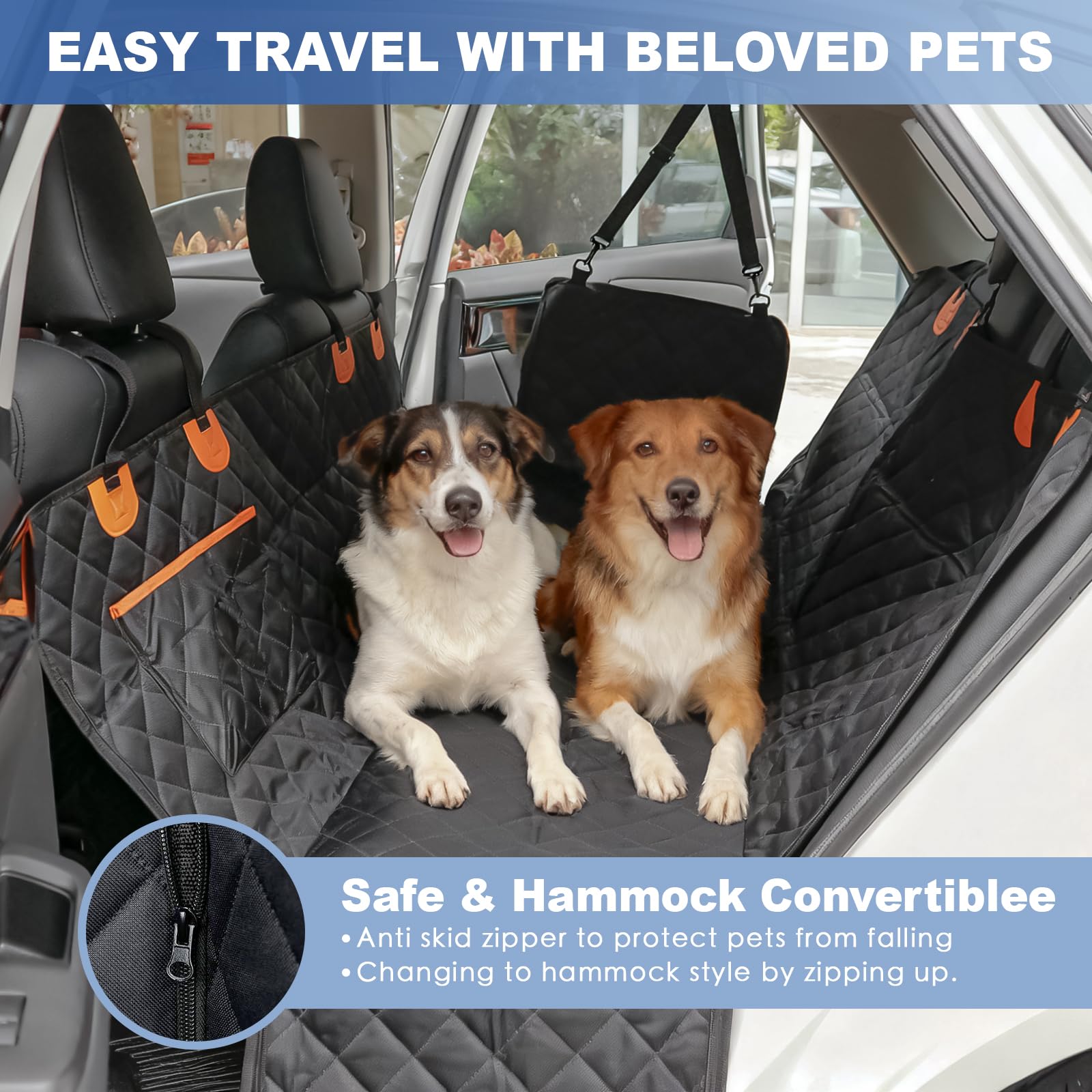 Leashelllinco Dog Back Seat Cover Hammock, Waterproof 600D Heavy Duty Dog Car Seat Cover with Side Flaps, Scratch-Resistant Bench Seat Protector for Cars, SUVs & Trucks Grey - image 3