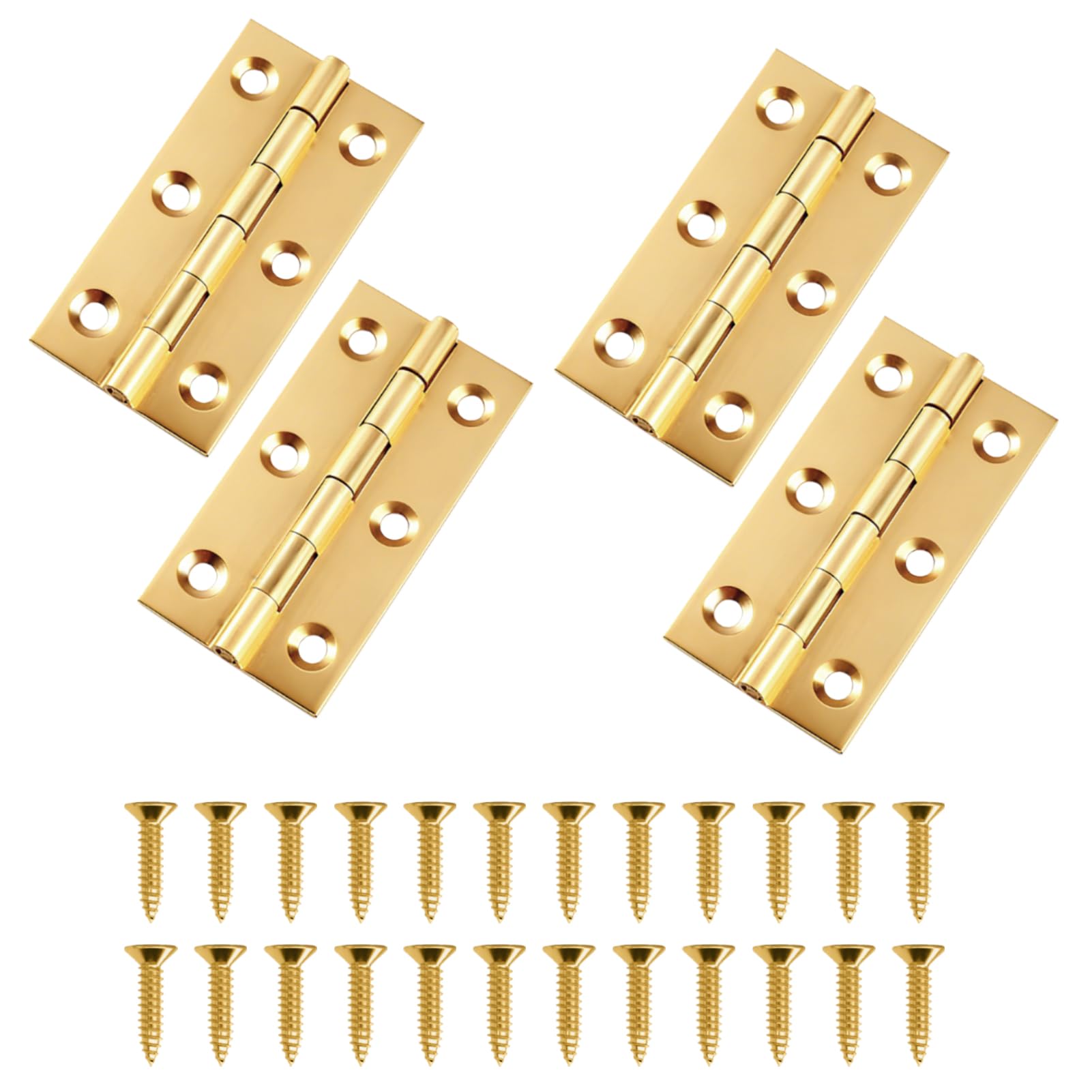 4 Pcs Brass Butt Hinges, 2 Inch (50mm) Brass Folding Hinges with Screws, Heavy Duty Furniture Hinge Durable Cabinet Hinge for Wooden Boxes Jewelry Boxes Wine Cases Decorative Storage Cabinet Doors