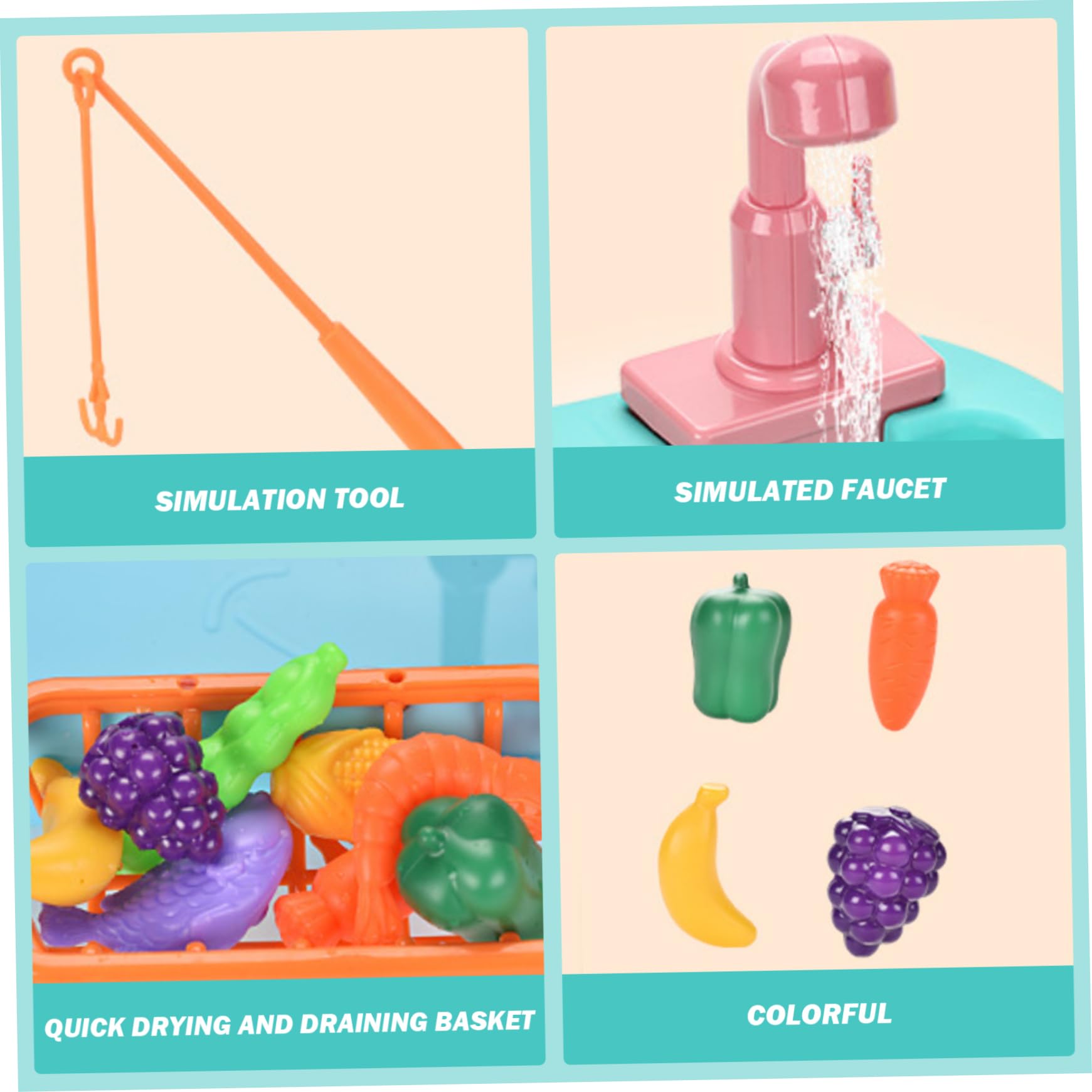Lavandino da gioco con acqua corrente a circolazione elettrica, set da 21 pezzi Lavandino per bambini 2 in 1 pescabile Dinosauro simpatico cartone animato senza BPA, giocattoli educativi per bambin