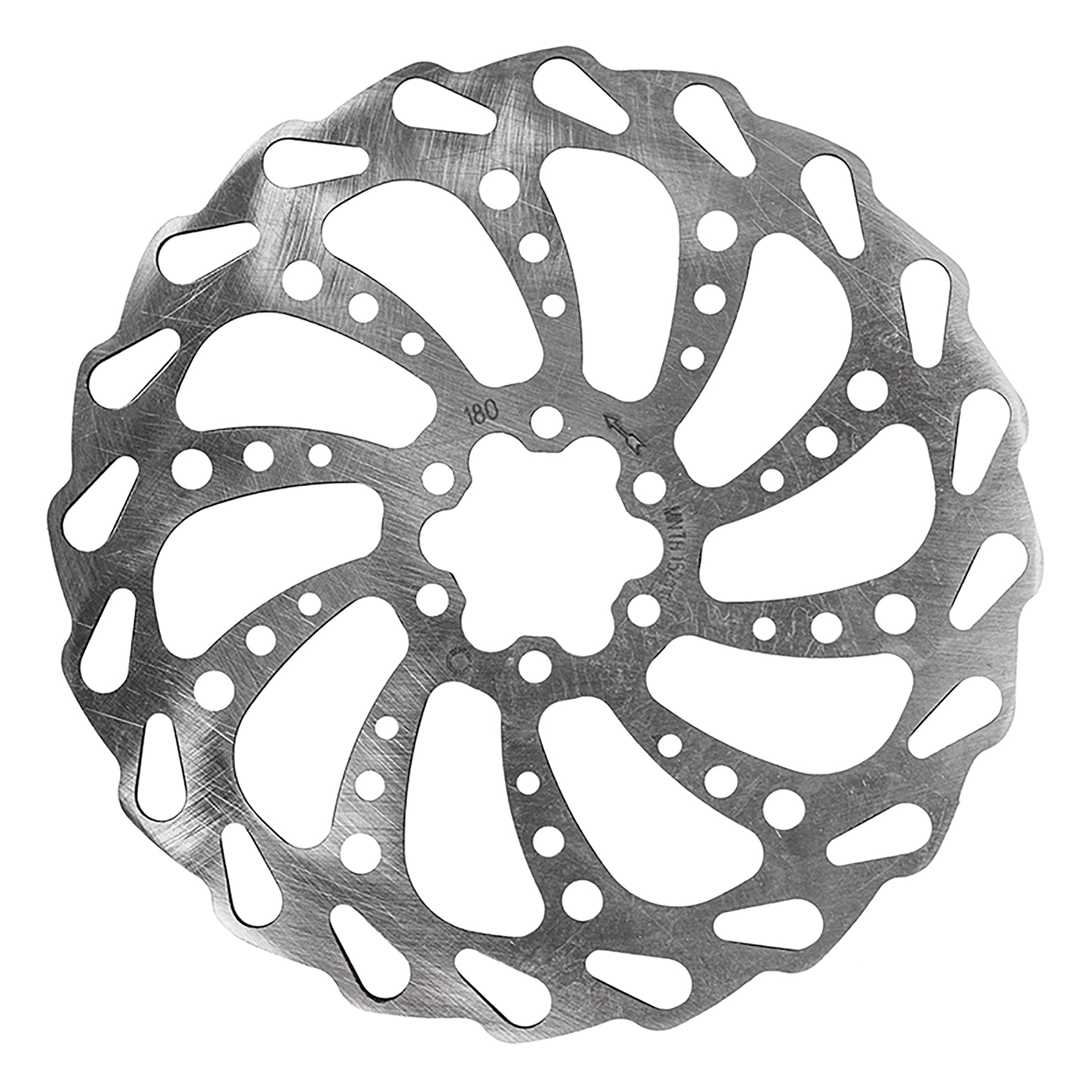 Clarks 180mm Rotor. Single Piece Wavy Bike Rotor. 6 Bolt. Stainless Steel.