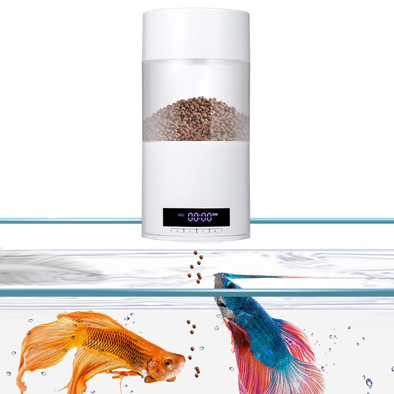 Alimentatore Automatico per Pesci, Dispenser Automatico di Cibo per Pesci Tartaruga da 500 Ml A Prova D'umidità con Doppia Alimentazione, Timer per Acquario Ricaricabile USB per Acquario Feede