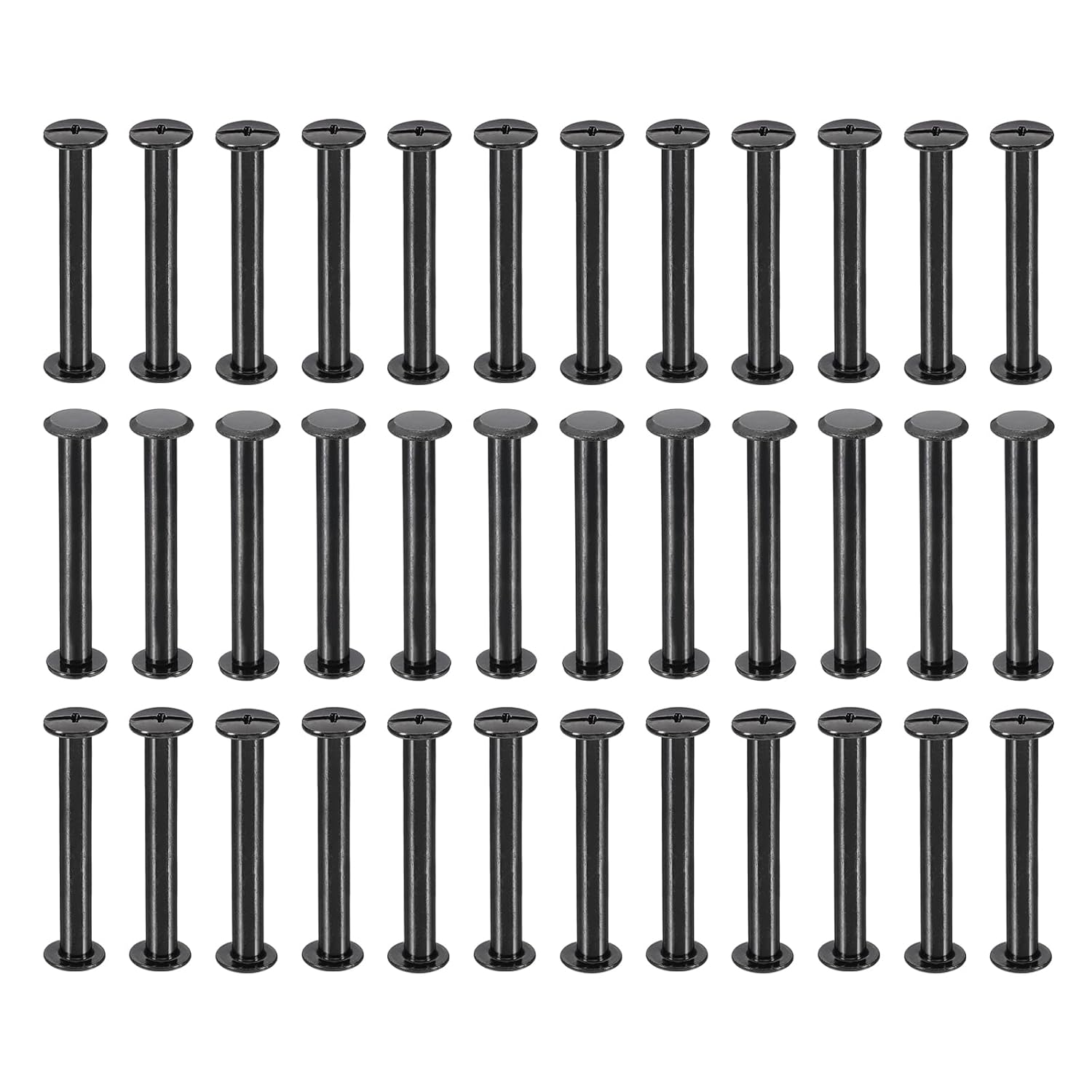 PATIKIL 50 Sets Chicago Screws, 60mm l Chicago Screws Phillips Binding Post Screw Bolts Leather Rivets Fasteners Connectors for Leather Belt Scrapbook Photo Albums, Black