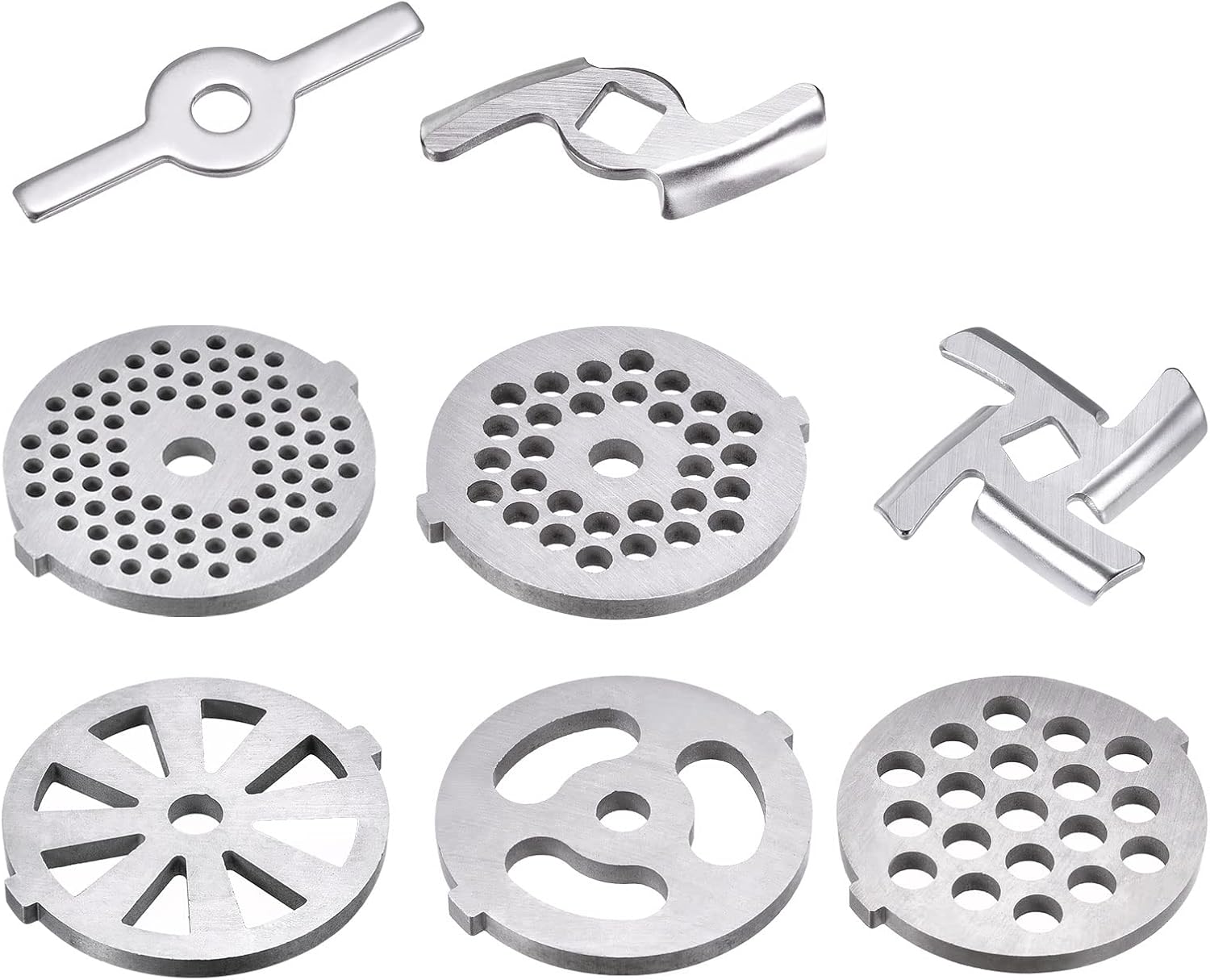 MECCANIXITY Meat Grinder Blade 47mm 49mm and Plate 3mm 5mm 7mm and Meat Grinder Stand 1 Set