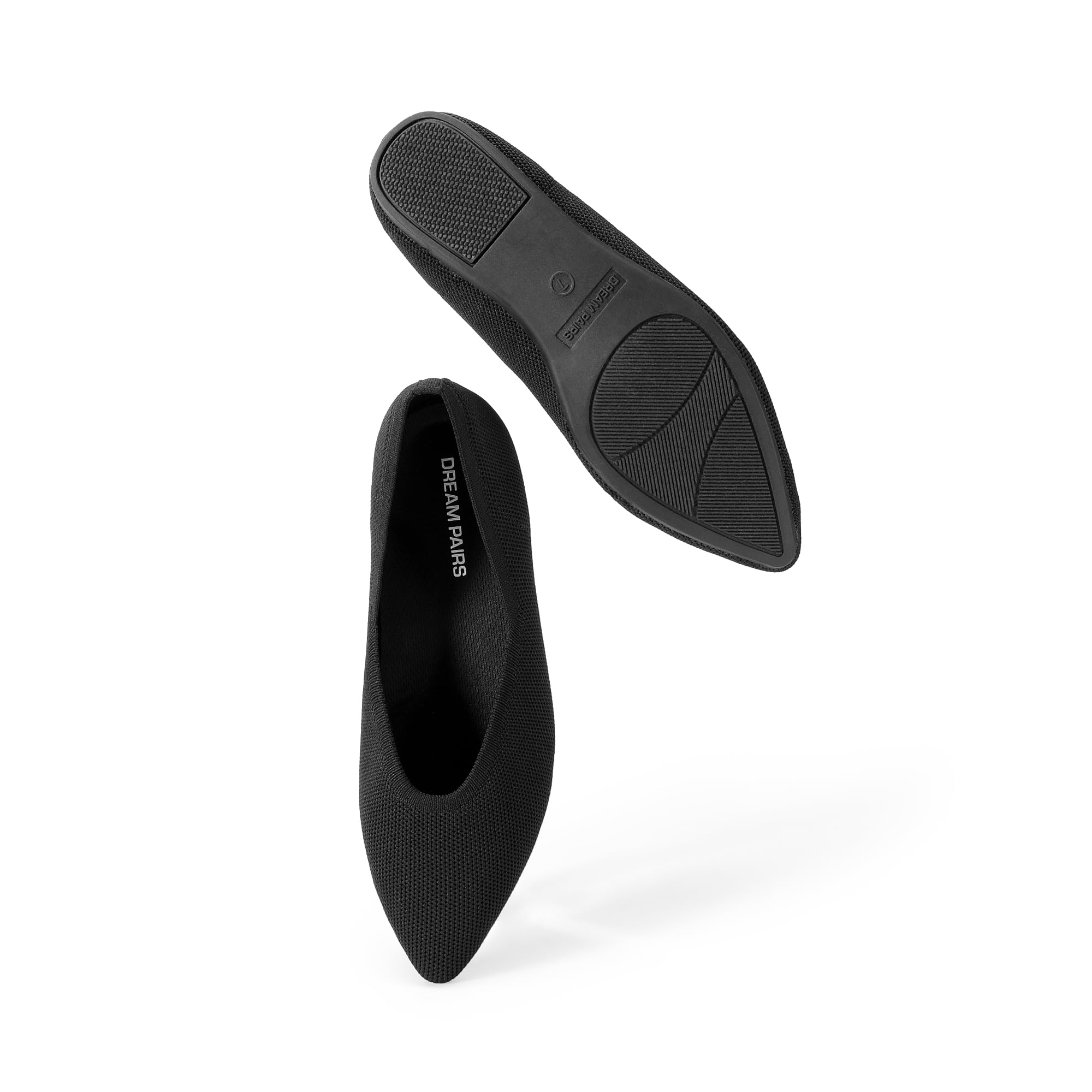 DREAM PAIRS Płaskie buty ze szpiczastym noskiem, wygodne, eleganckie, dzianinowe baleriny z podparciem łuku, damskie buty do pracy, biura, biznesu, na co dzień, w podróż