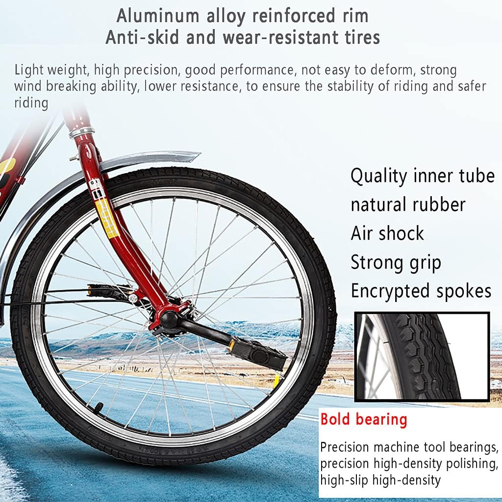 Three Wheel Bike Adult Tricycle Outdoor Sports Three Wheel Cruiser Bike High Carbon Steel Frame 3 Wheel Bikes with Seat Backrest Basket for Seniors Women Men Cycling Pedalling