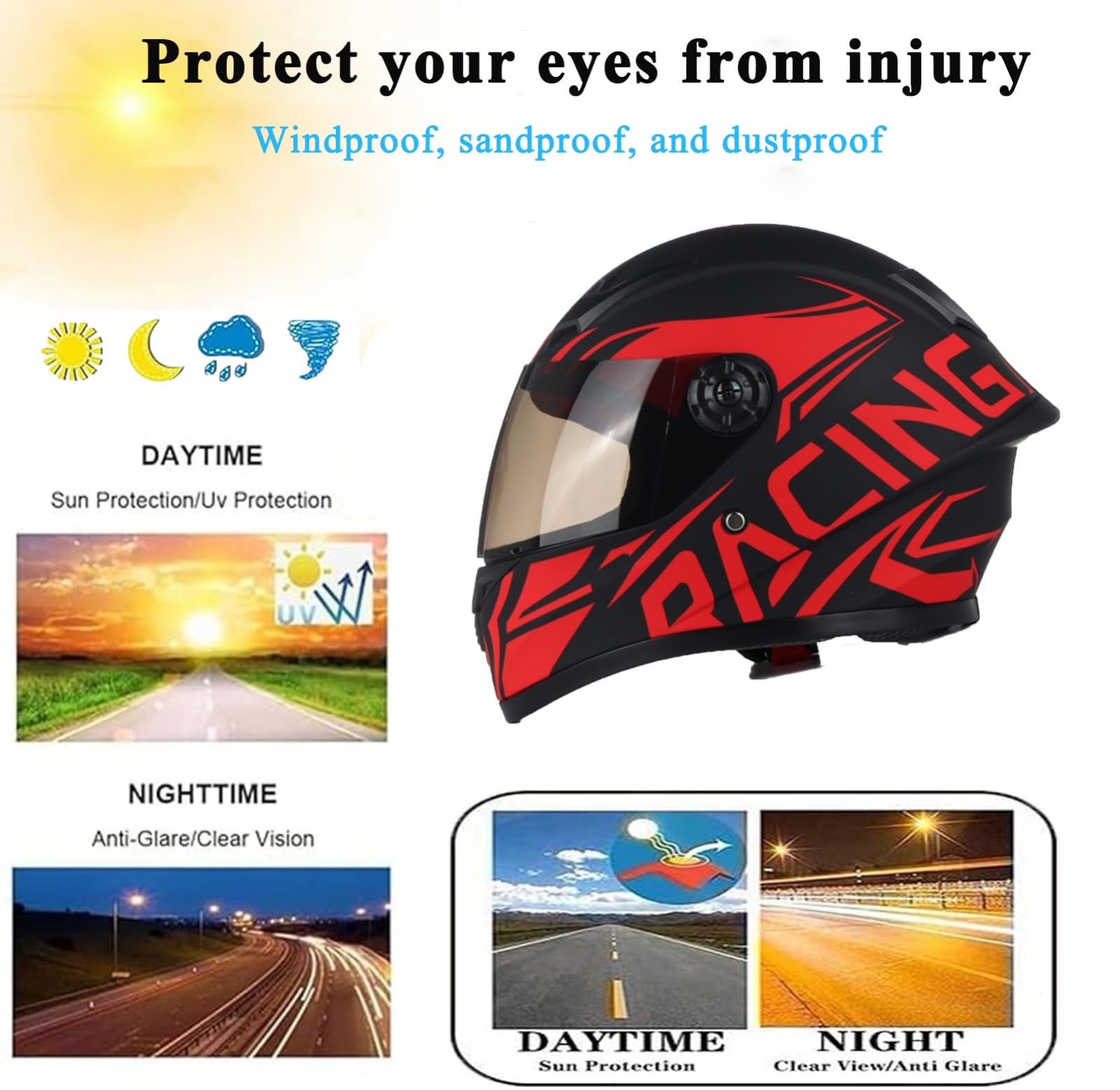 Kask dziecięcy z integralną twarzą, kask rowerowy dla chłopców i dziewcząt, kask motocyklowy z wizjerem, kask dziecięcy do jazdy na rowerze, motocyklu i skuterze 11,XL (53-54 cm)