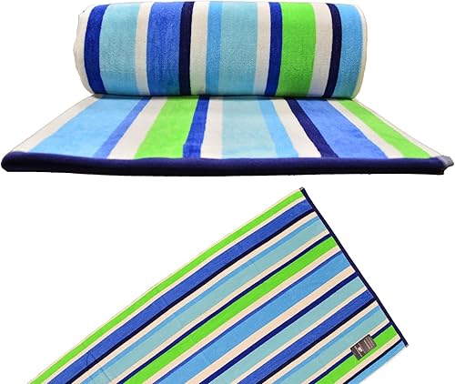 U.S. Polo Assn. Toalla de playa de gran tamaño (40 x 70 pulgadas), diseño náutico a rayas, de lujo, algodón de felpa de calidad de hotel para baño,