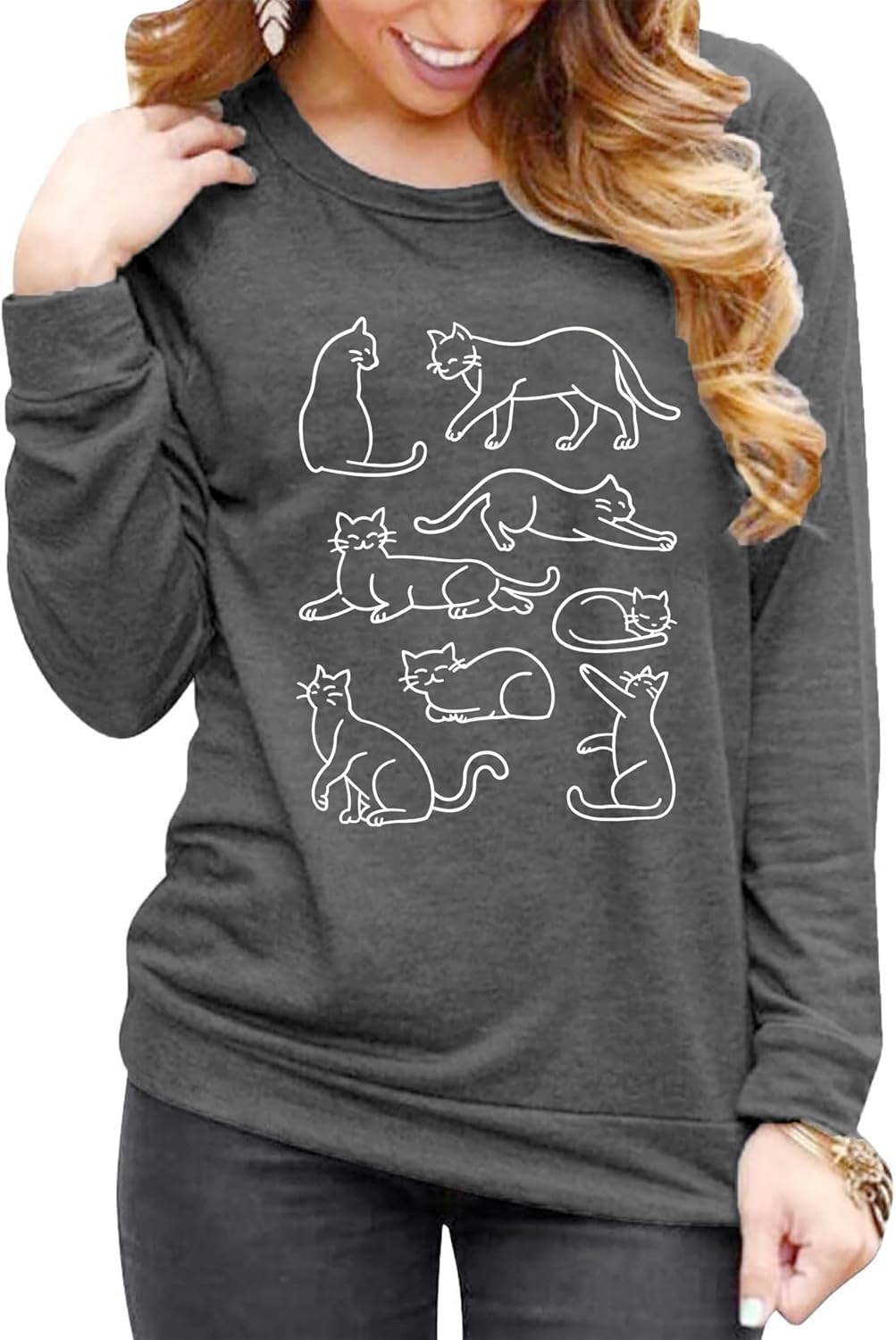 Cat Mom Sweatshirt for Women Mama Shirts Cute Animal Long Sleeve Letter Print Tops - Image 2