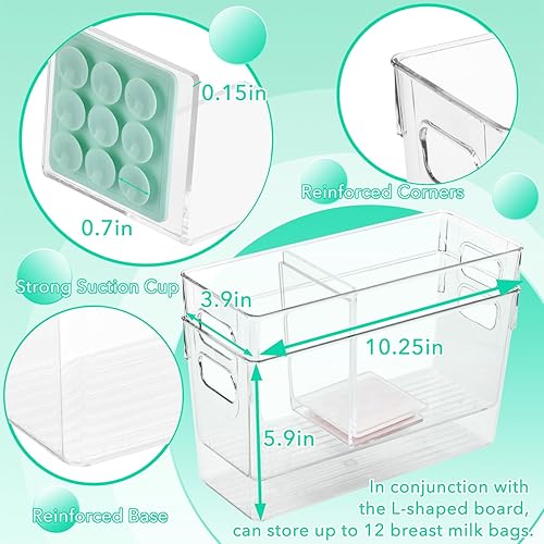 Miniatura 2 de Recipiente de almacenamiento de leche materna con tablas separadoras en forma de L, los divisores aplanarán las bolsas de leche materna de pie en