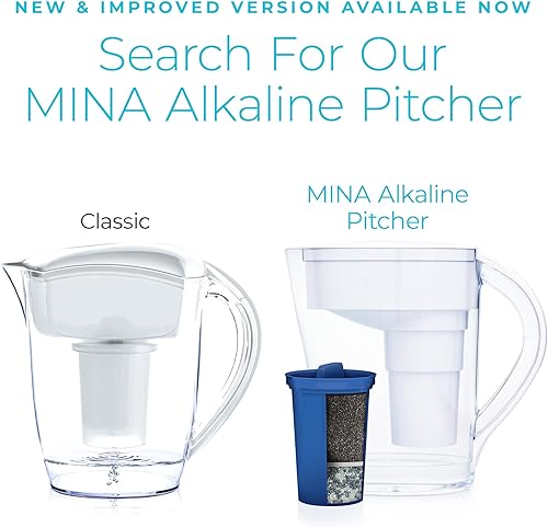 Miniatura 2 de Santevia Jarra de filtro de agua alcalina clásica y filtro de repuesto de paquete de 3  Filtro de cloro y plomo  Jarra purificadora de agua  Jarra