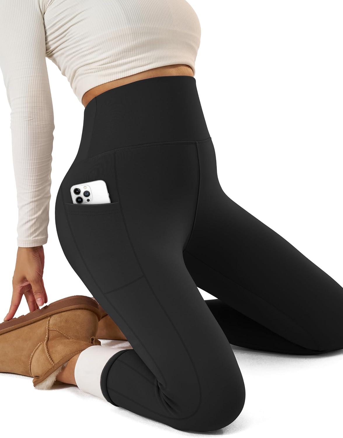 FEYHAY Women's Fleece Lined Yoga Pants Thermal Winter High Waisted Tummy Control Leggings - Image 3