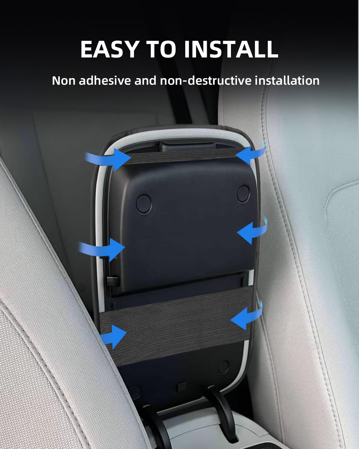 Copribracciolo per Hyundai Kona SX2 EV HEV PHEV 2024 2025 | Copertura per Bracciolo Console Centrale, Protezione Materiale Pelle PU Ispessita, Accessori Alzare Bracciolo di 4CM, Nero
