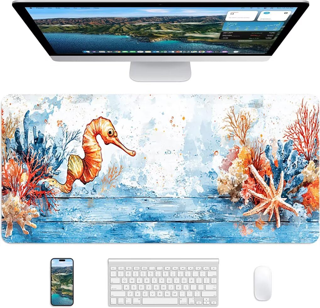 Wxuaixnn Animali Tappetino per Mouse Gaming XXL, 160x80cm Tappetino da Scrivania, Blu Impermeabile Mousepad con Bordi Cuciti per Gamer e computer portatilea, Migliora la Precisione e la velocità -9737