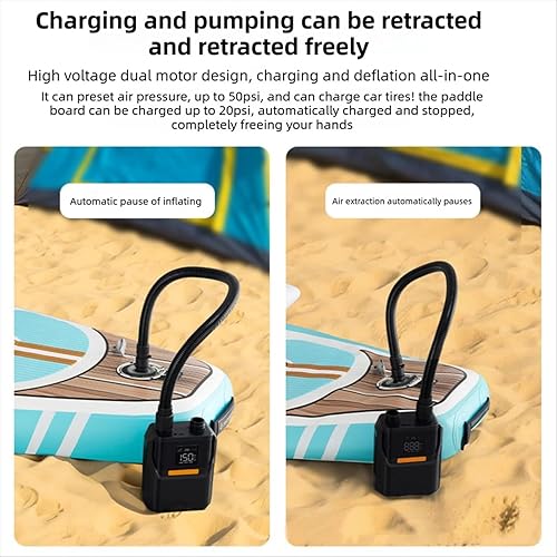 Miniatura 4 de YWBL-WH Electric Paddle Board Pump, 50 PSI Auto Off LED Display Battery and Car Power Options with 118in Car Charging Cord, for Inflatable Paddle