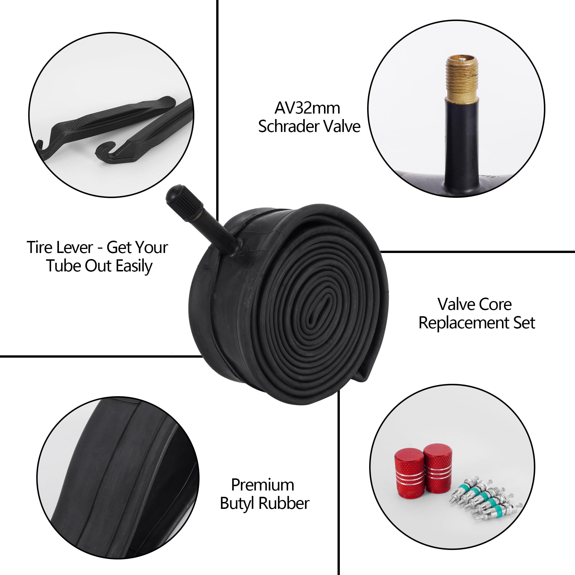 Schrader Valve 26x2 Inner Tube Bike Tire Tube 2-Pack 26