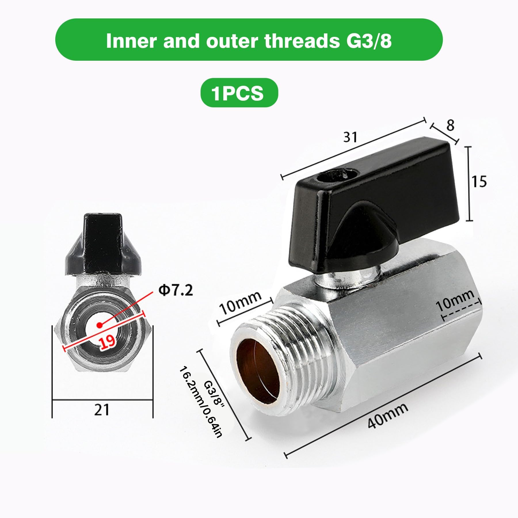 Valvola A Sfera Ottone Cromato Valvola A Sfera Mini In Ottano Cromato - 3/8" MNPT X 3/8" FNPT, Perfetta Per Impianti Idraulici Netatmo Valvola - Foto 6