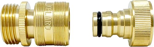 Miniatura 6 de Manguera de jardín prémium de conexión rápida (paquete de 2) latón macizo de 34 pulgadas por Kelaro