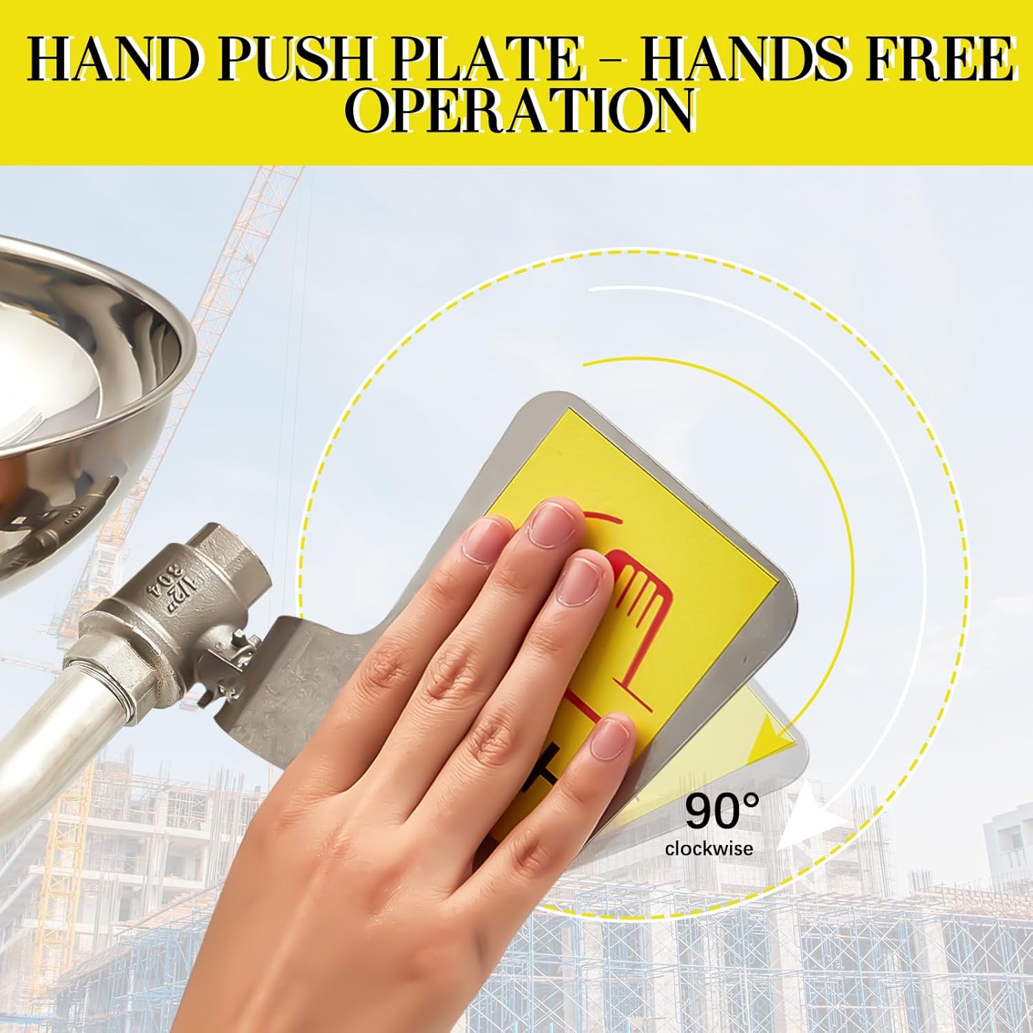 Yaocom Eye Wash Station Stand up Emergency Pedestal Mounted Eyewash Station Adjustable Water Flow Hands Free Operation Stainless Steel Floor Mount Eyewash with Dual Spray Head and Pedal(Silver)