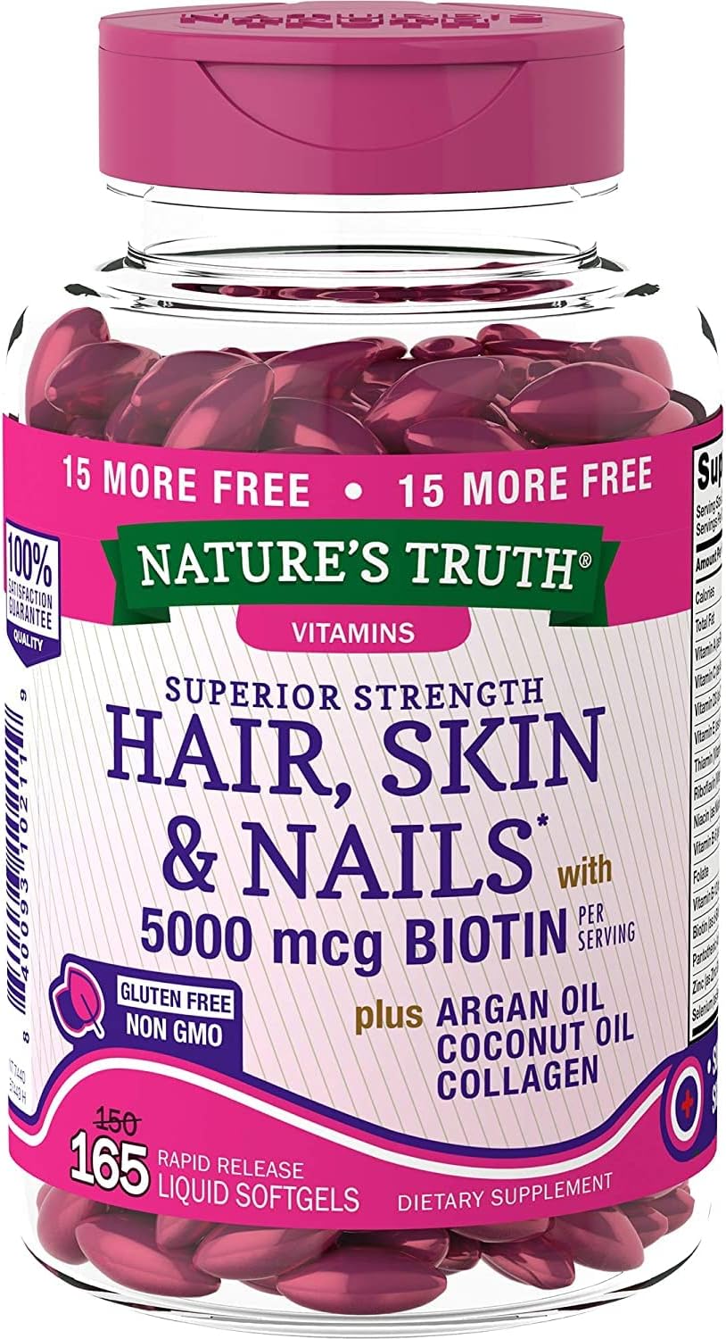 Nature's Truth Superior Strength Hair/Skin/Nails with Argan/Coconut Oil/Collagen (Pack of 2)