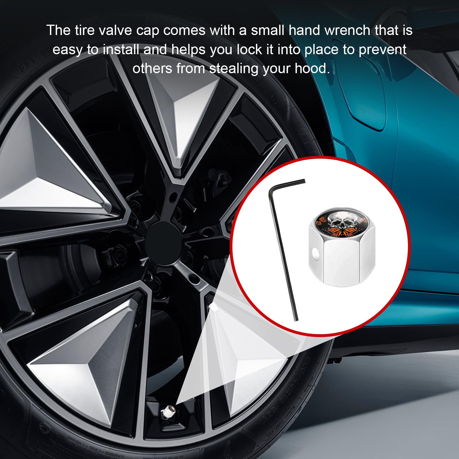 4 Pcs/Set Aluminum Alloy Skull Logo Tire Valve Stem Cap Tire Wheel Stem Air Valve Caps For Auto Cars - 34