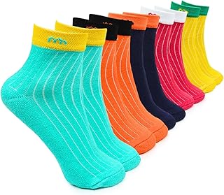 Neska Moda Boys &amp; Girls Pack Of 5 Pair Terry Cotton Socks (Yellow,Pink,Orange,Mint,Navy)-SK1208