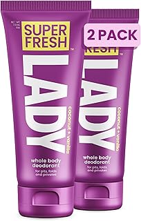 Super Fresh Lady Whole Body Deodorant for Women Twin Pack Aluminum Free Lotion for
