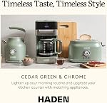 HADEN Quintessential 12 Cup Coffee Maker with120 Minute Keep Warm, Delay Brew, Adjustable Strength, Programmable Clock, and Anti Drip, Cedar Green/Chrome