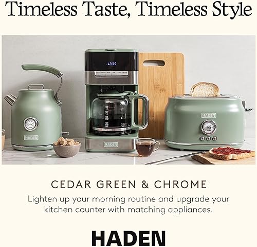 Miniatura 5 de Haden Cafetera de goteo programable, máquina de café de 12 tazas y jarra, verdecromo