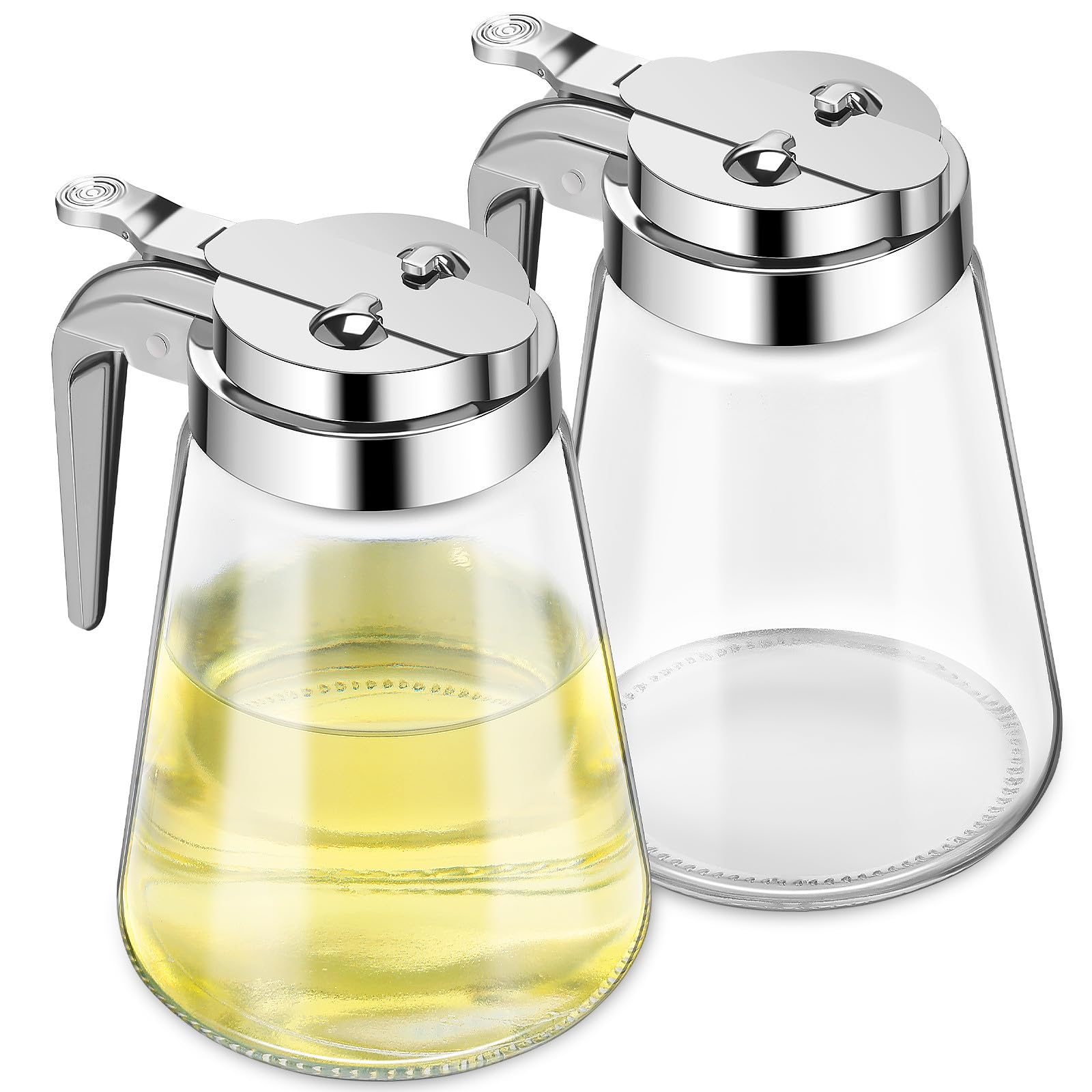 Dispensador de Jarabe de Vidrio Multifuncional y Hermético de 300ml Set de 2 Piezas Adecuado para Café, Miel o Condimentos en Cocina