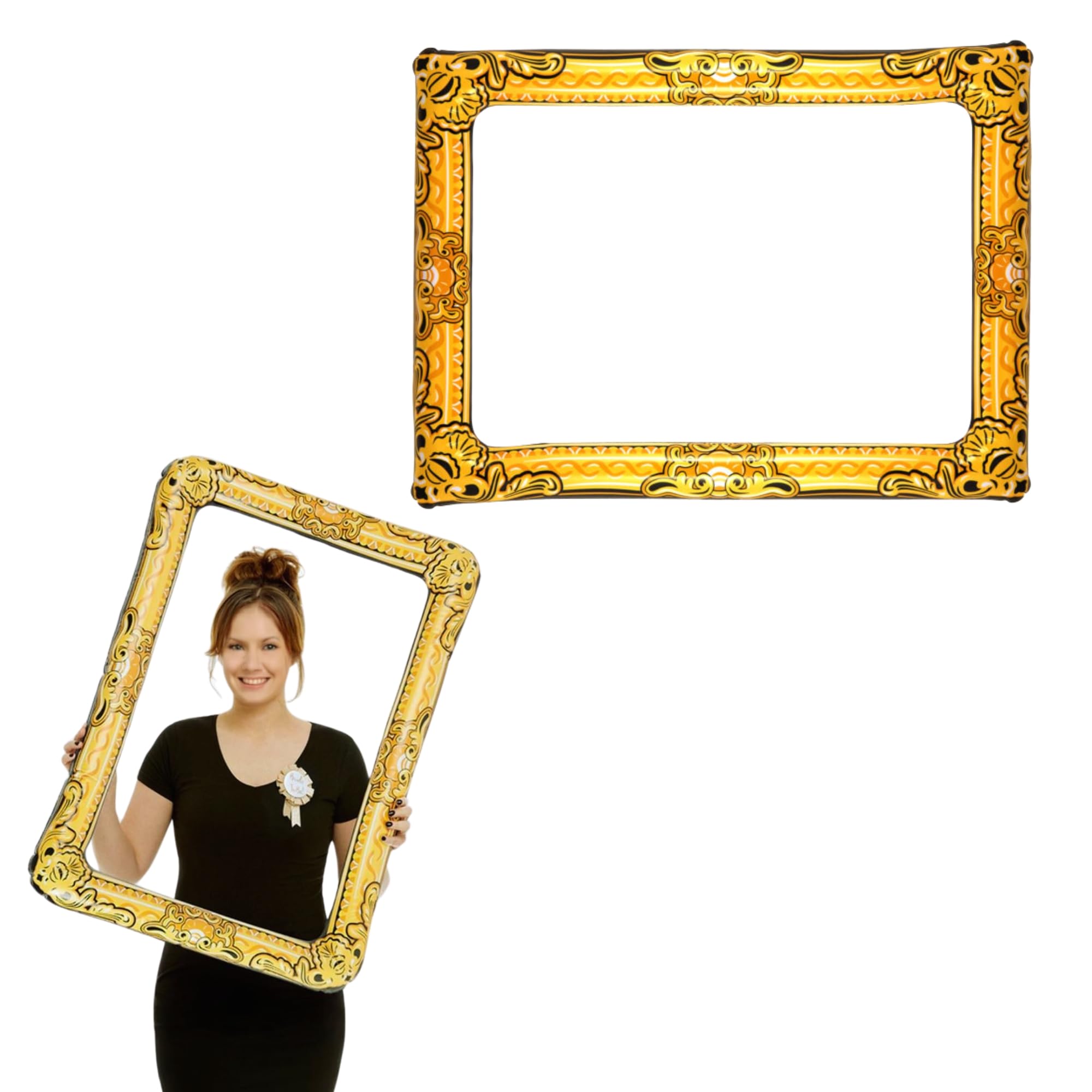 Inflatable Gold Picture Frame (60cm x 80cm) – Large Novelty Photo Booth Prop for Parties, Events, Weddings, and Celebrations