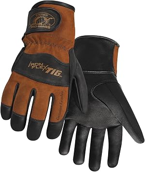 Steiner 0262-L SPS Ironflex TIG Gloves, Black Premium Grain Kidskin, Brown Reversed Grain Kidskin Back, Adjustable, Large