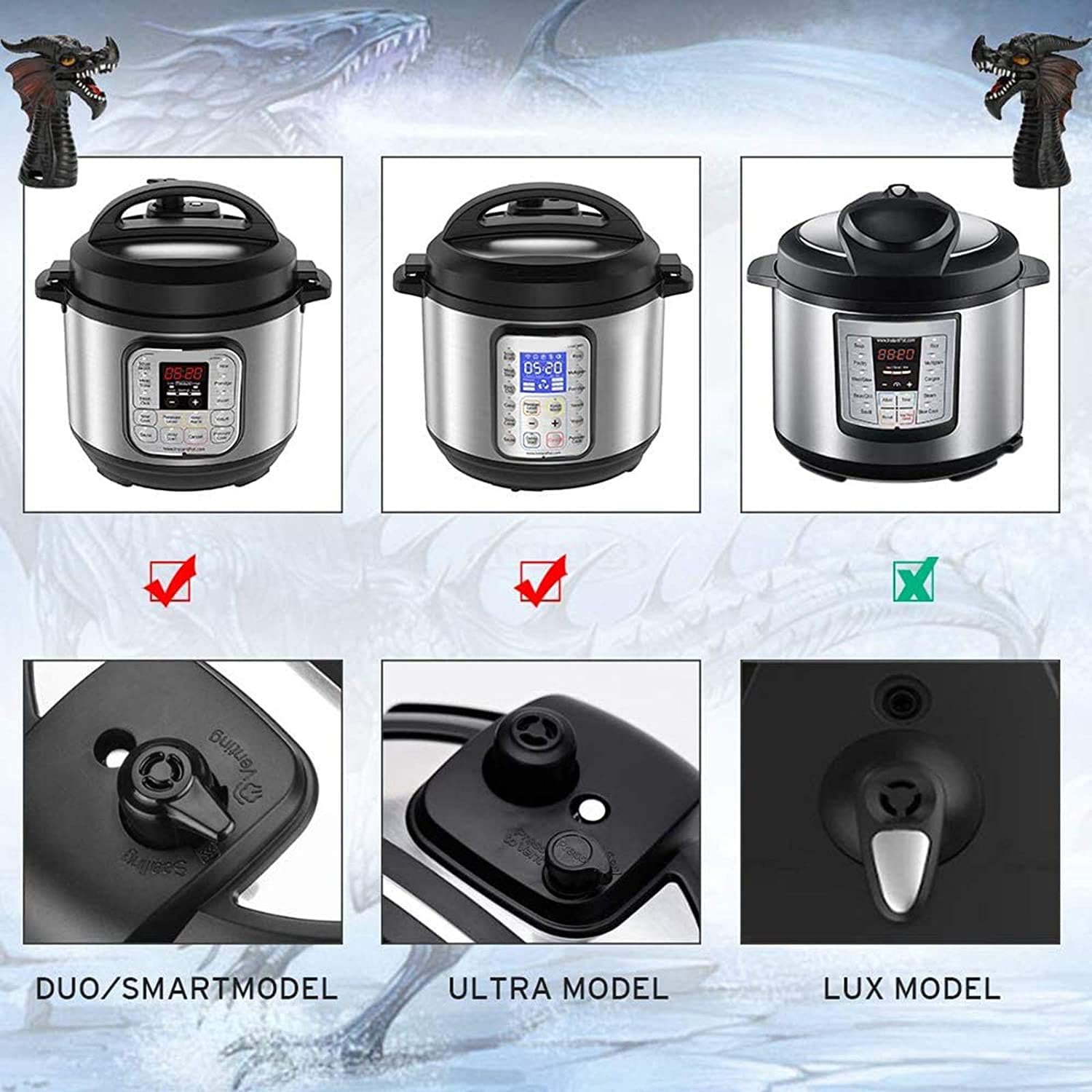 Fire-Breathing Dragon Steam Release Accessory, Steam Diverter for Instant Pot Pressure Cooker Kitchen Supplies (3)