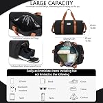 BESMART Gym Bags for Men with Side Pocket,38L Large Sports Gym Duffle Bag | Adjustable Strap&Shoe Compartment, Waterproof, Spacious, Wet Pocket, Durable Duffel Bag for Gym,Travel, Fitness,Black/Brown
