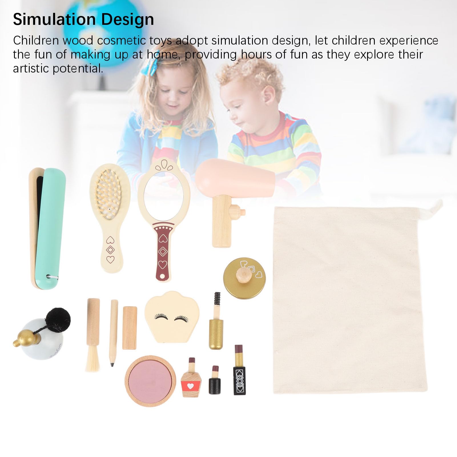Ensemble de Jouets de Maquillage en Bois pour Filles, Jeu de Simulation, Cadeau cosmétique de beauté en Bois