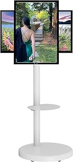 Mount Plus PL-46TW Tilt Landscape to Portrait Vertical Rotation Mobile TV Stand for 37" to 86" Flat Screens | Height Adjustable | Max 110 LBS | VESA 600x400 mm | Pegboard Pane for Media Player