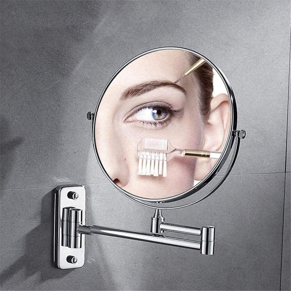 Vanity a Parete Pieghevole Hotel Rotante Telescopico Bifacciale Ingrandimento 3 Volte(20cm Chrome)