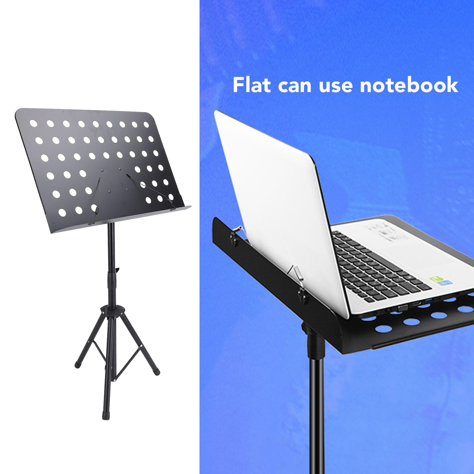 Leggio pieghevole per spartiti con altezza regolabile da 80 a 163 cm per gruppi musicali e scuole, leggio portatile per libri e tablet, acciaio legato