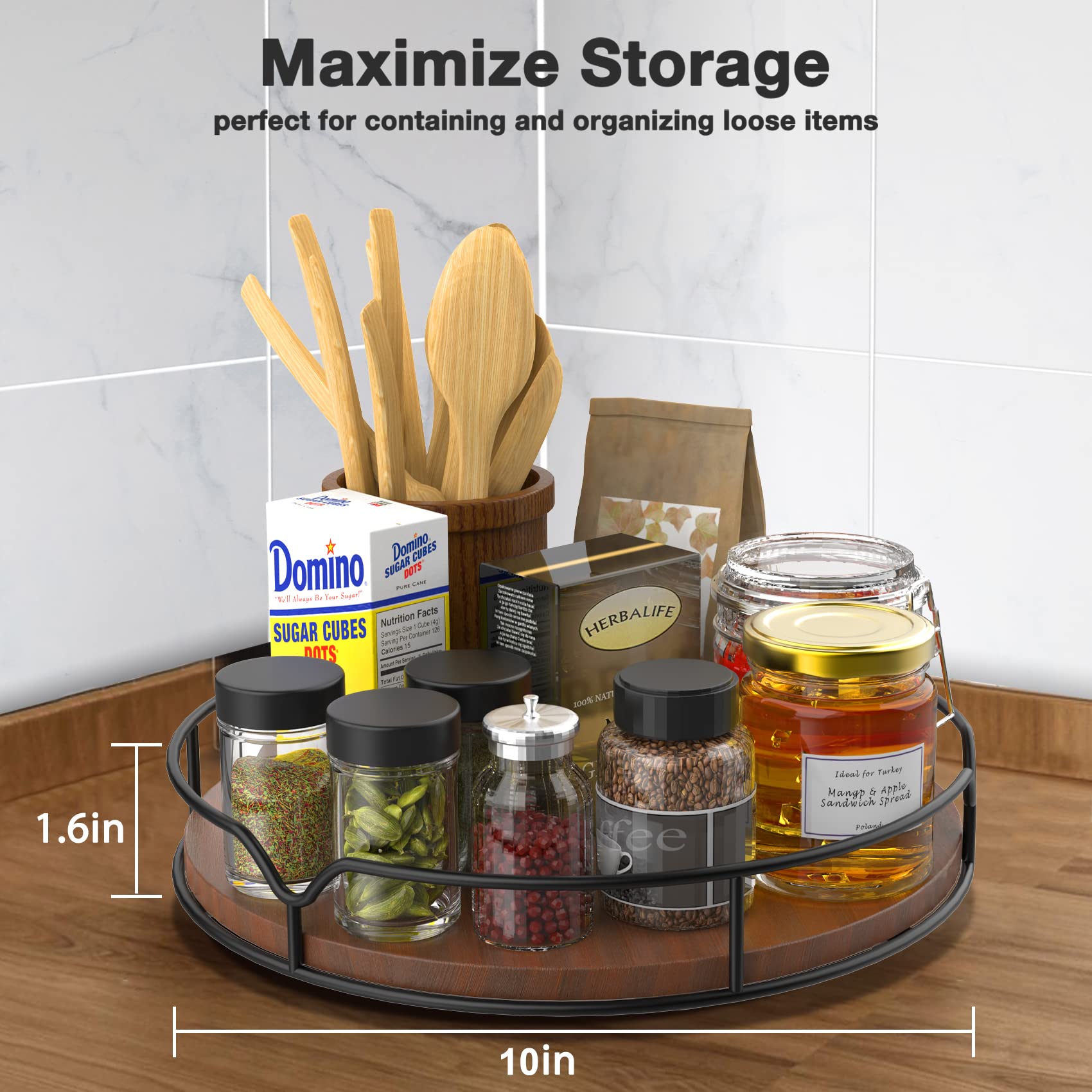 Drehteller Kühlschrank Organizer – Lazy Susan Rechteckig, 360° Drehbar, Mit Saugnäpfen, Transparent, 26x35x3,2 Cm – Für