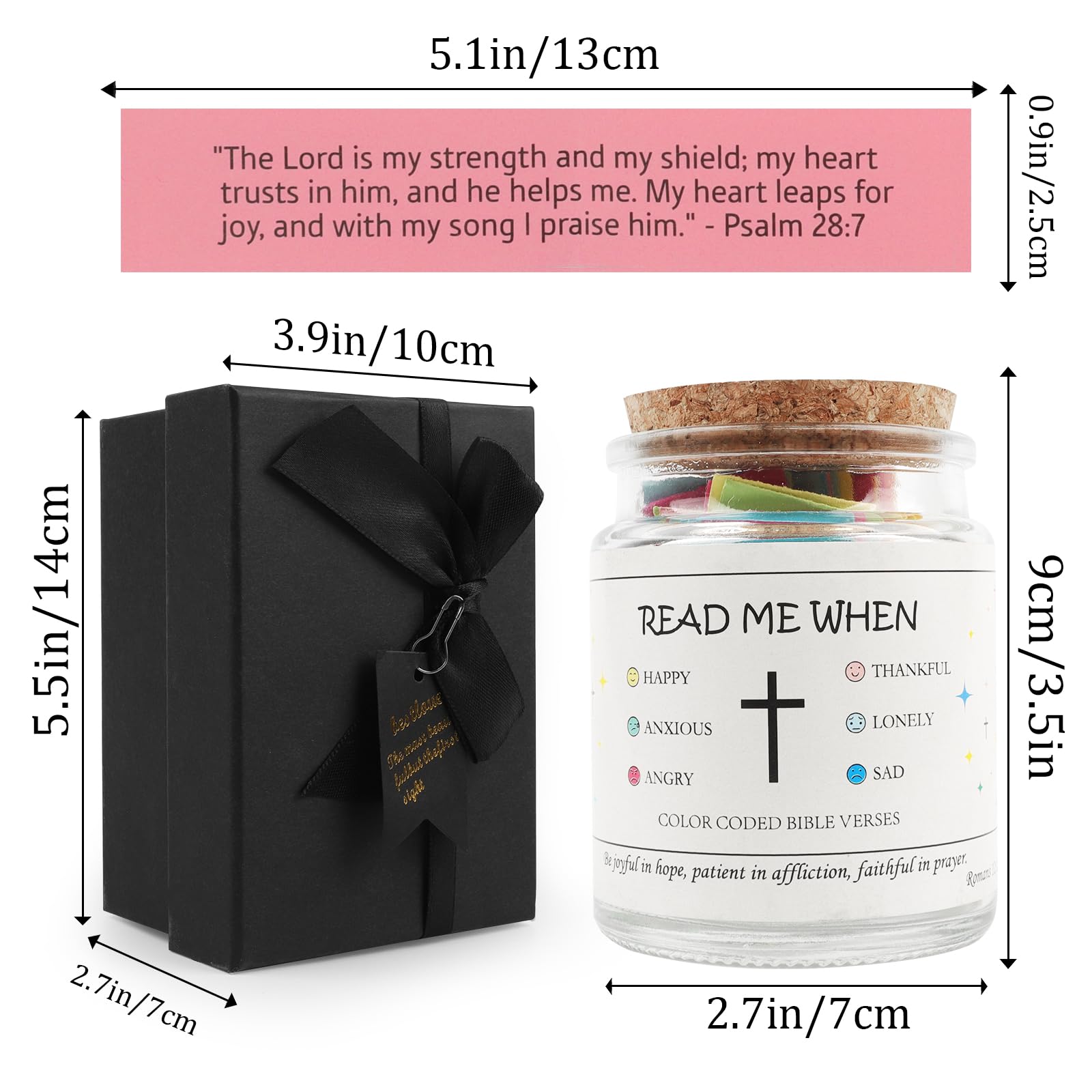 TaoQ C Bible Verse Jar, Read Me When Bible Verses Jar Bible Verse Scripture Jar with Colored Biblical Verses, Christian Bible Verse Jar for Women Men Religious Graduation Gift Bible Study Supplies