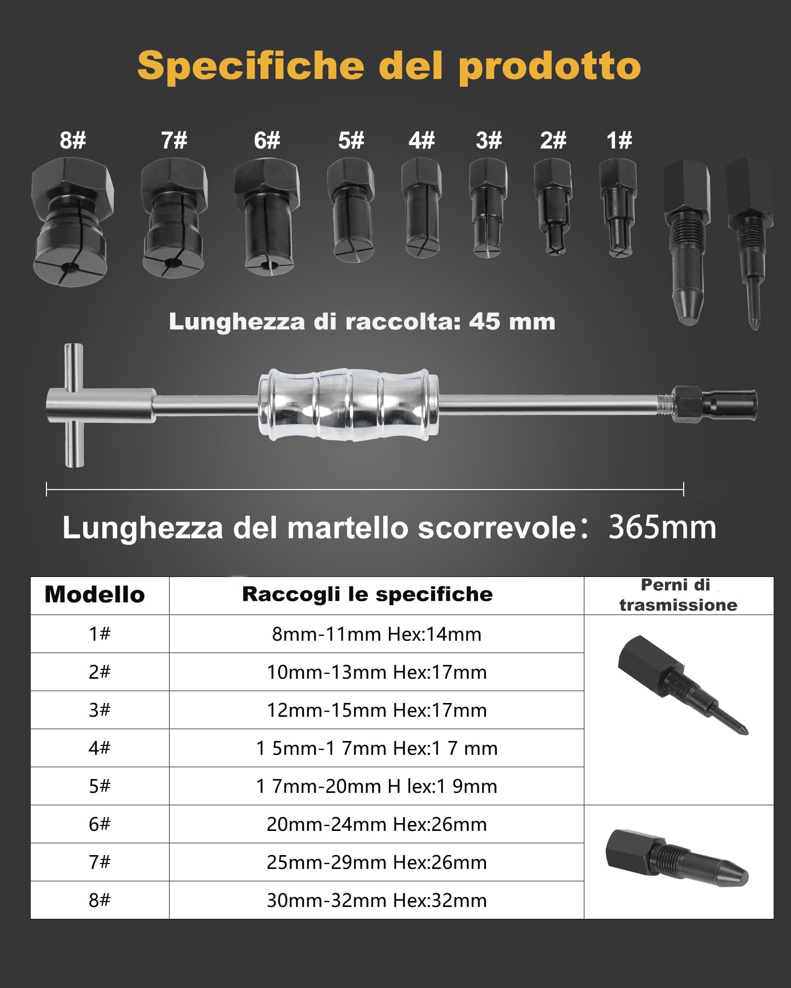 12 Pezzi Estrattore Cuscinetti Interni Bici con Martello di Scorrimento Foro Cieco Estrattori Cuscinetti con 8PCS Pinze Espandibili（8-32mm）
