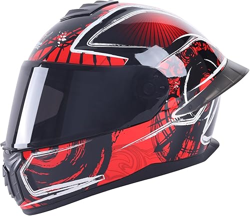 Full Face Motorcycle Racing Street Bike Helmet with Cycling Glasses and Visor for Unisex-Adult