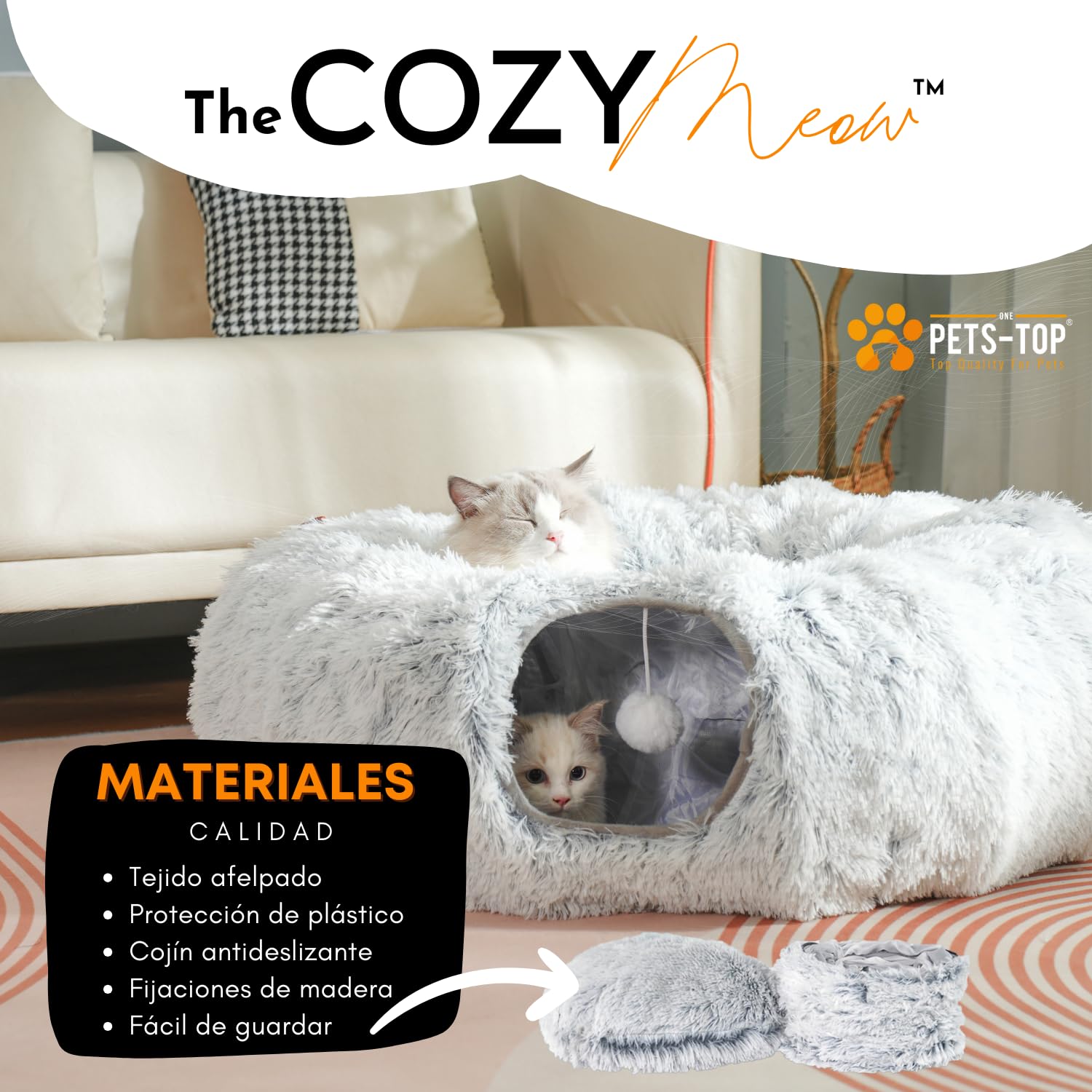 One PETS-TOP Tunel para Gatos Plegable con Juguetes - Ideal para Interior y Exterior - Diversión y Ejercicio - Tubos y Túneles de Juego para Gato y Conejos - Tunel Gatos Exterior Grande