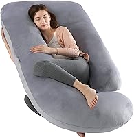 Vista 19 de Almohada de embarazo de cuerpo completo para mujeres - Almohada de maternidad en forma de U de 57 pulgadas con funda extraíble lavable, soporte