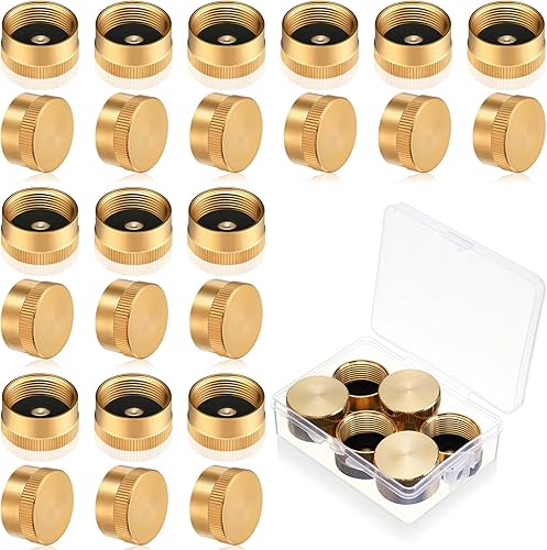 Miniatura 1 de Zonon 48 tapas de tanque de propano de latón macizo, tapa de repuesto de 1 libra, tapa de botella de propano de 1 libra, cilindro de tanque de gas,
