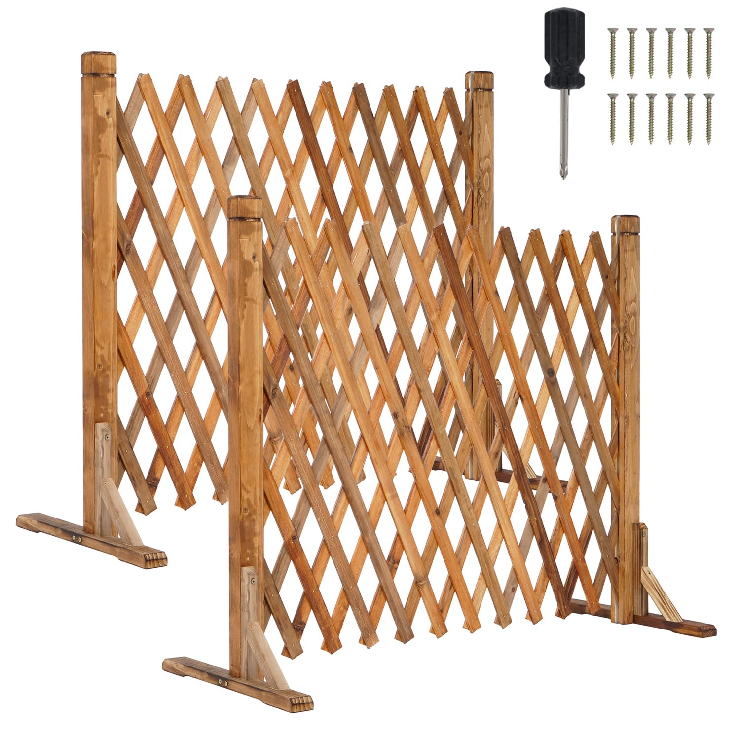 uyoyous 2Pack Expanding Fence Trellis Wood Extendable Garden Trellis Panels Length 34-160cm Freestanding Foldable Garden Screen Panel for Patio Lawn Animal Safety Gate Decoration