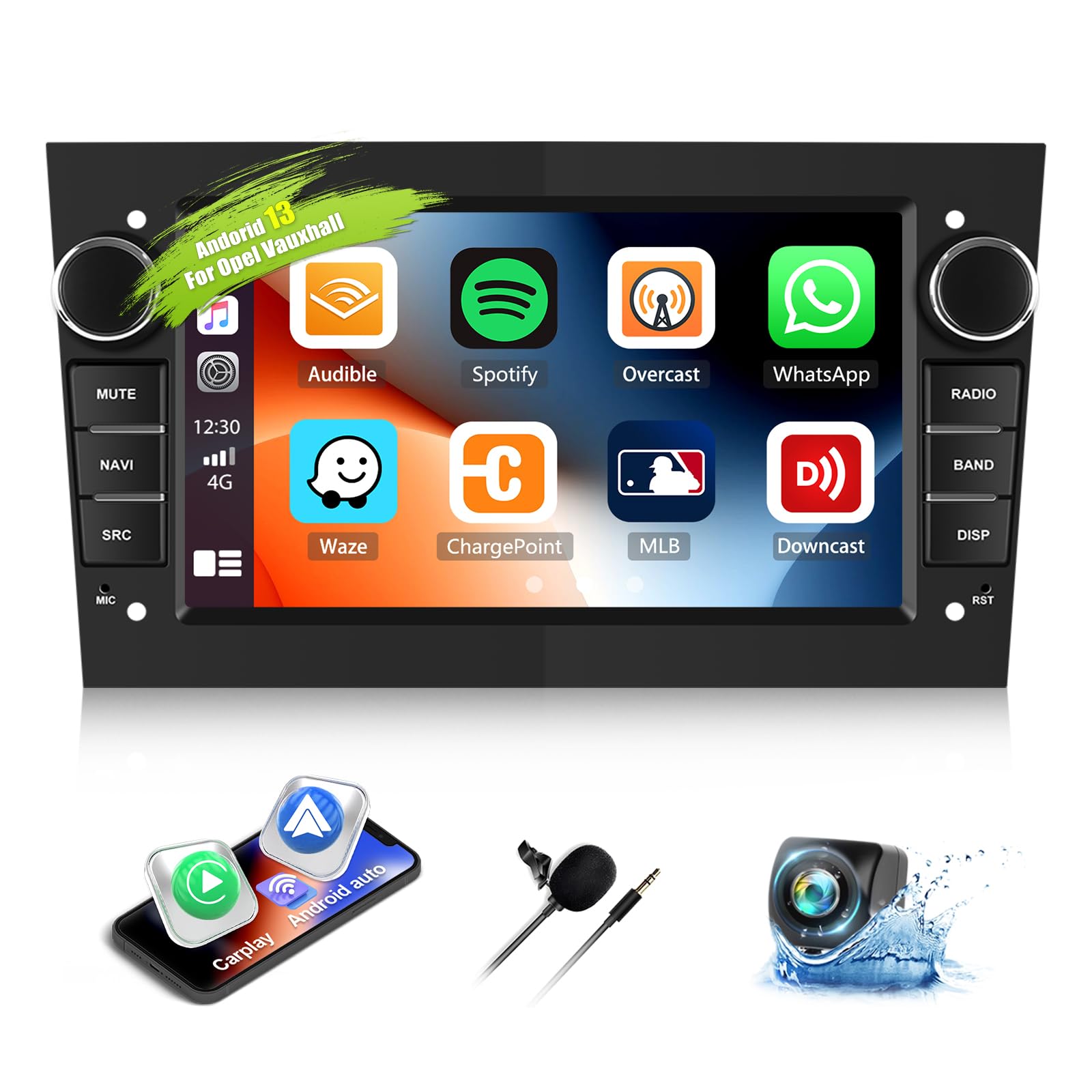 CAMECHO Android 13 Car Stereo with Wireless CarPlay Android Auto for Opel Vauxhall Corsa Astra Vivaro Zafira 7 Inch Touch Screen Radio with Reverse Camera GPS Sat Nav Hi-Fi Bluetooth FM RDS Head Unit