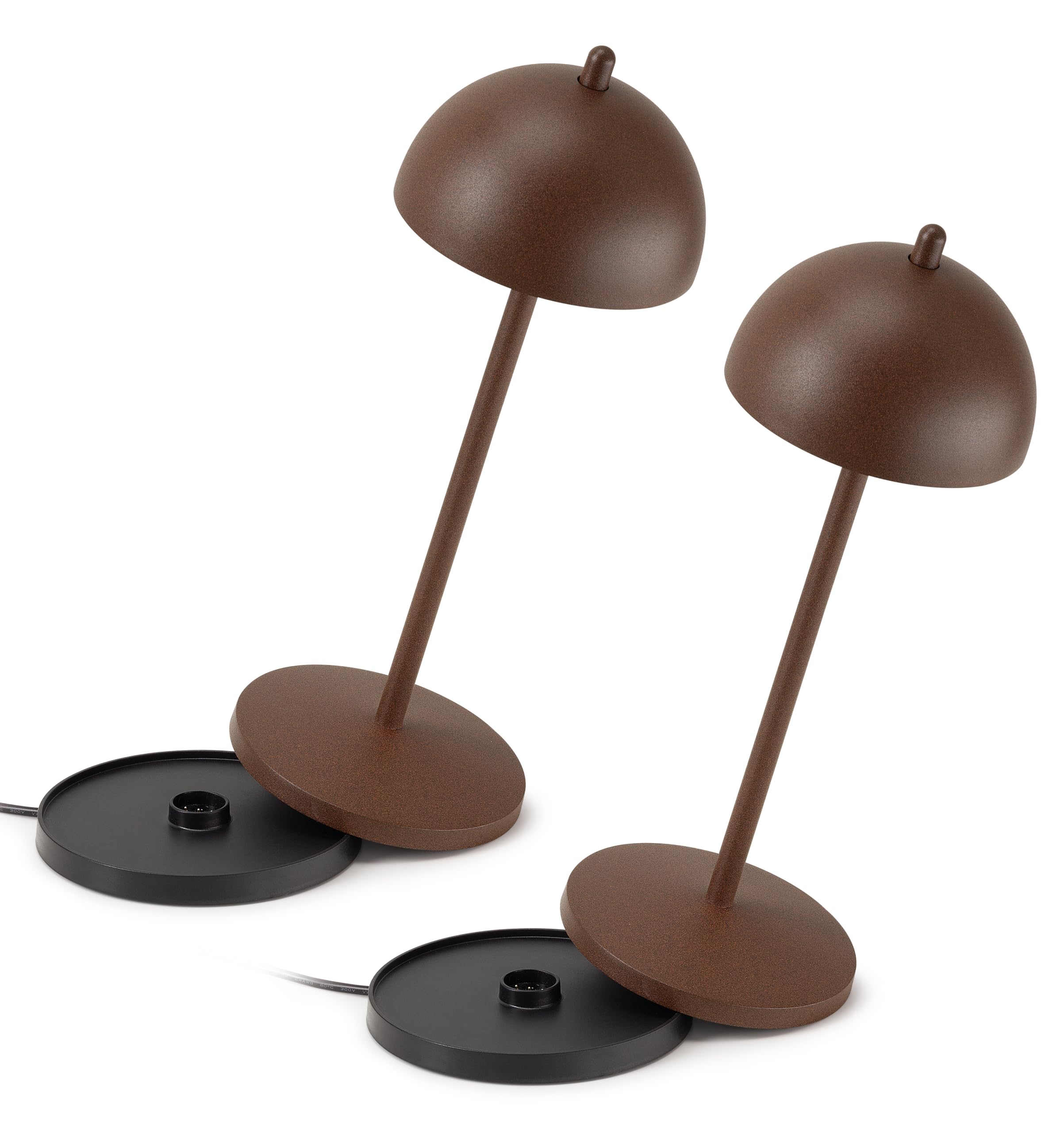 LA VILLE LUMIÈRE LVL Set of 2 EvaG Wireless Table Lamps - LED Touch Dimmable Lamp for Indoor/Outdoor Use IP65 - Light Temperature from 2200 to 3000 K, Long Service Life, Aluminium, Corten