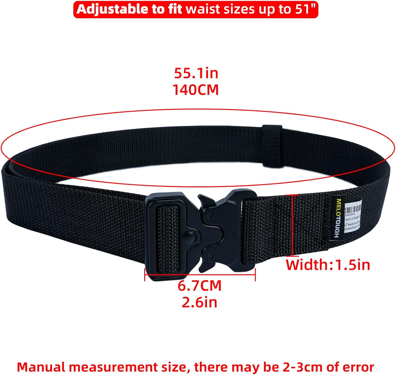 MELOTOUGH Professional Tool Pouch Shoulder Tool Carrier with Multiple Pockets,Quick Release Tool Belt 1.5 Inch Web Work Tool Belt with Heavy Duty Metal Buckle for Tool Pouch, Construction, Electrical