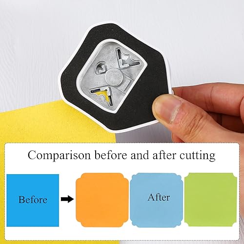 Miniatura 7 de Perforadora de esquina 3 en 1, 0.157, 0.276 pulgadas, 0.394 pulgadas, 0.394 pulgadas para laminado, cartulina, diario de viñetas, invitaciones,