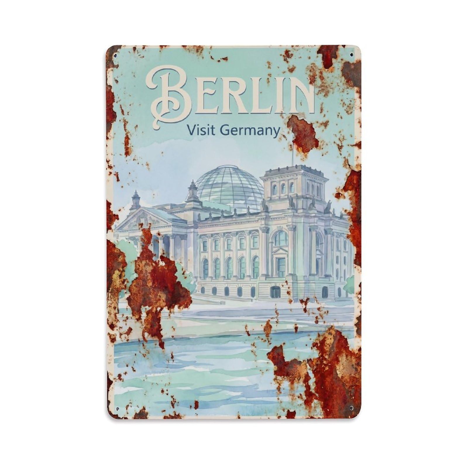 Gead 8X12inch Style Vintage Travel Berlin Germany Parliament Metal Tin Sign